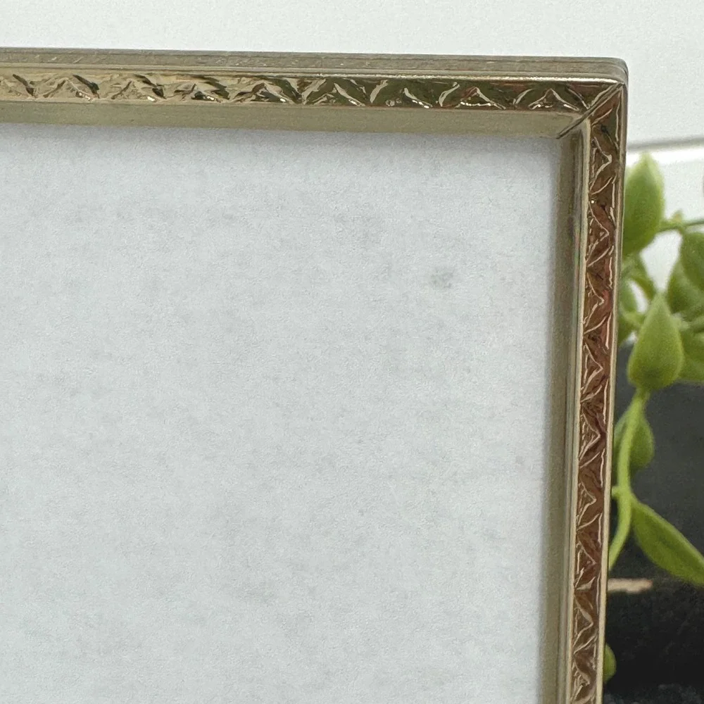 Vintage Ornate Brass Double Folding Picture Frame Embossed Floral Hinged 3.5 x 5